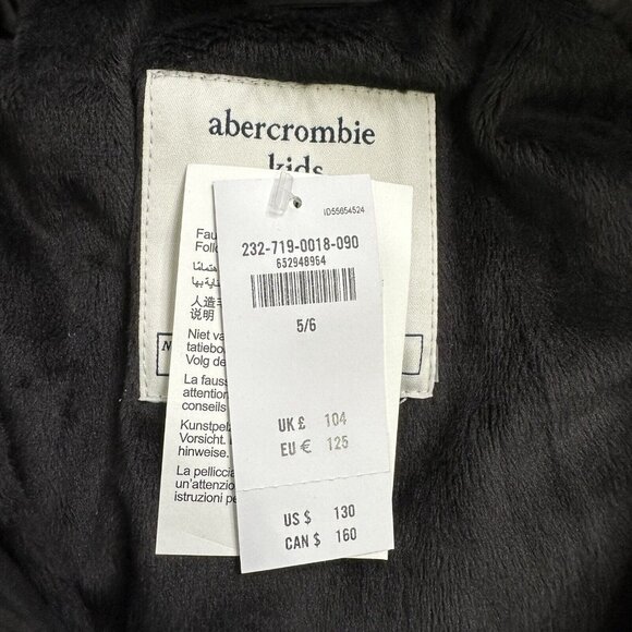 NWT Abercrombie & Fitch Boy's Snow Parka Zip Up Pockets Hood Sz 5 / 6 Black $130 - Picture 13 of 15